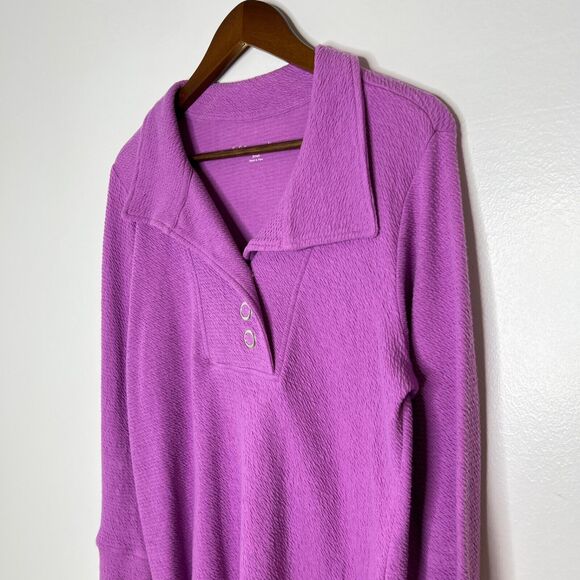 Soft Surroundings Purple Wide Collar Long Sleeve Shirt Size Small Women’s - Picture 2 of 12